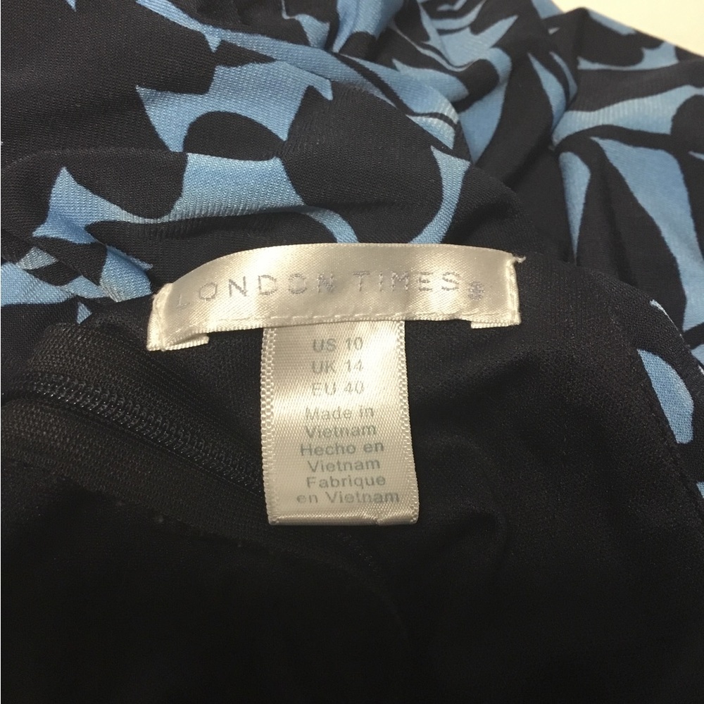 London Times Women’s Black And Blue Leaf Print Sleeveless Cropped Jumpsuit Sz 10 - Picture 4 of 6